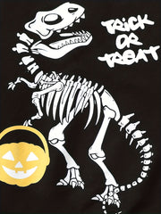 Halloween Dino Print Boys Sweatshirt for Spring Fall