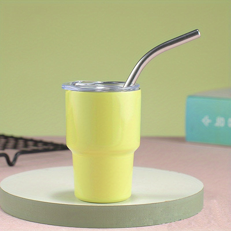 2oz Stainless Steel Insulated Mini Cup with Straw for Coffee, Car, and Travel