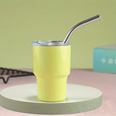 2oz Stainless Steel Insulated Mini Cup with Straw for Coffee, Car, and Travel