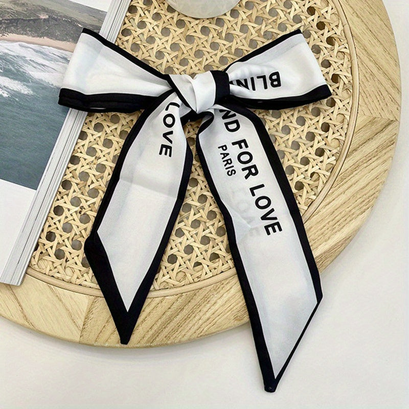 Floral Pattern Ribbon Scarf Classic Twilly Scarf Hair Tie