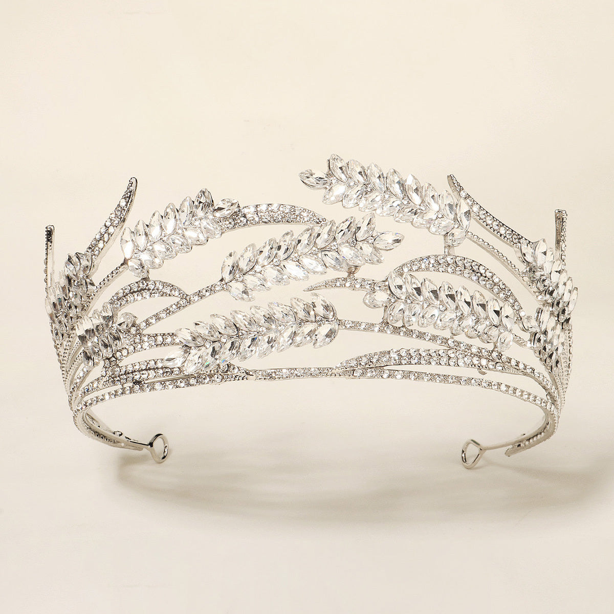 Golden Leaf Vintage Headband for Bridal Women with Rhinestone Accent
