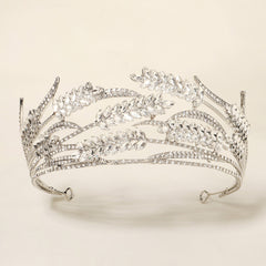 Golden Leaf Vintage Headband for Bridal Women with Rhinestone Accent