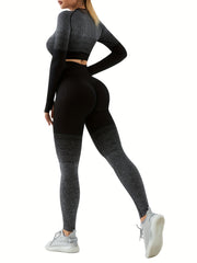 2pcs Yoga Suits Crop Top & High Waist Leggings Women's Activewear