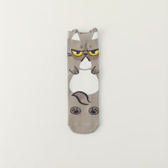 5 Pairs Cartoon Cat Print Socks Women's Stockings & Hosiery