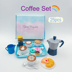 25pcs Afternoon Tea Coffee Toy Set for Kids Pretend Play Gift