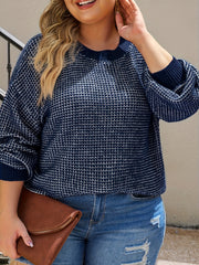Casual Sweater Women's Plus Two Tone Lantern Sleeve Pullover Jumper