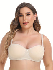 Sexy Bra Women's Plus Smoothing Push Up Anti slip Convertible Bow Bra