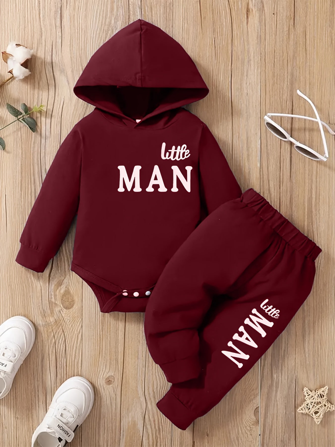 Baby Boy Hooded Bodysuit Trousers Set