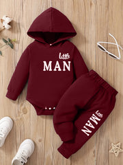 Baby Boy Hooded Bodysuit Trousers Set