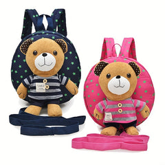 Kids Bear Plush Backpack, Anti Lost Cartoon Schoolbag