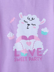 Girls' Alpaca Print Pajama Set Love Sweet Party T-Shirt & Shorts
