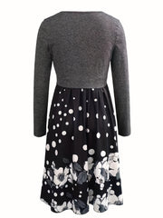 Solid Knotted Tops & Floral Print Dress Outfits Women's Clothing