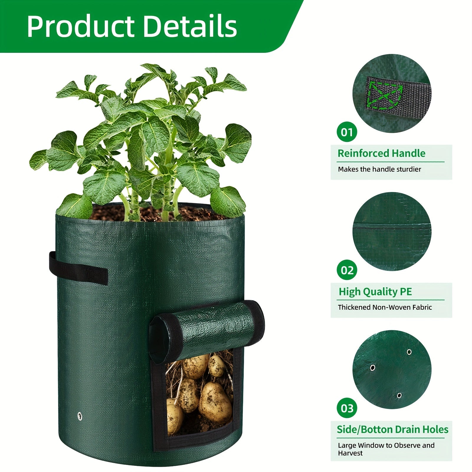 Durable Planting Bags for Potatoes, Tomatoes, and Vegetables