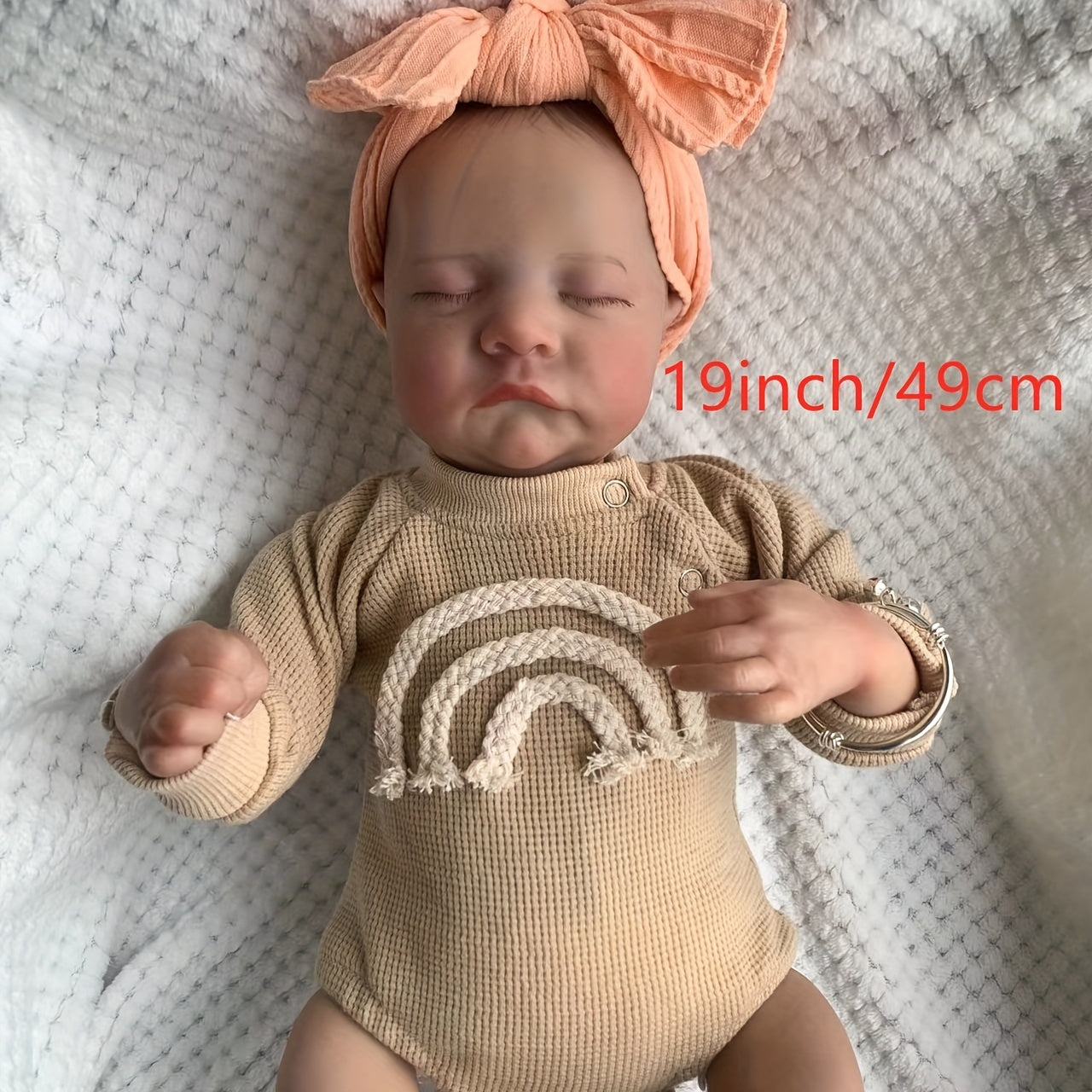 19in Reborn Baby Doll Finished Levi Sleeping Newborn 3D Skin Veins Art Doll