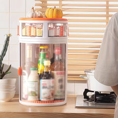 2-Tier Spice Spinner Rack Organizer, Dual Turntables, Spice Bottle Holder