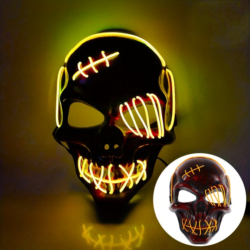 Halloween Scar One-eye Skull Mask Horror LED Light Up Mask
