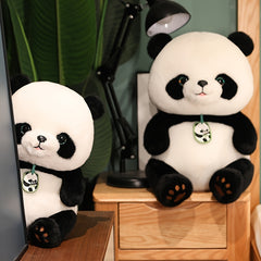 9in Panda Plush Toy with Expressive Eyes & Carrot Tail