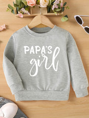 Girls Papa's Girl Letter Graphic Crew Neck Sweatshirt