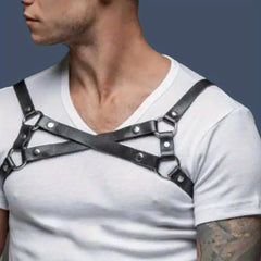 Men's PU Leather Body Chest Belt Harness for Party Costume Club