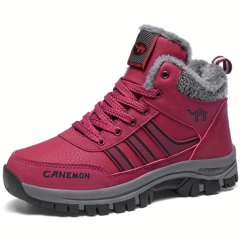 Men's Plush Lined Hiking Boots Non Slip Lace Up Sneakers
