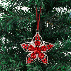 1pc Rhinestone Flower Christmas Tree Pendant Metal Decoration Supplies