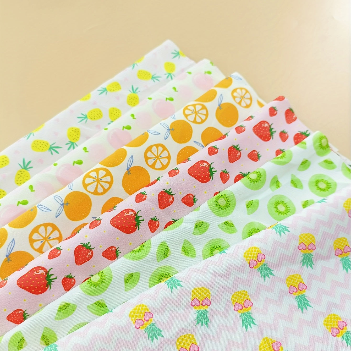 6pcs Square Printed DIY Fabric for Sewing Dress Garment Decorating