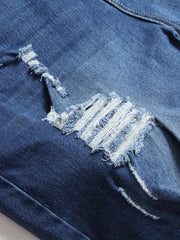 Men's Distressed Denim Shorts High Stretch Casual Street Style