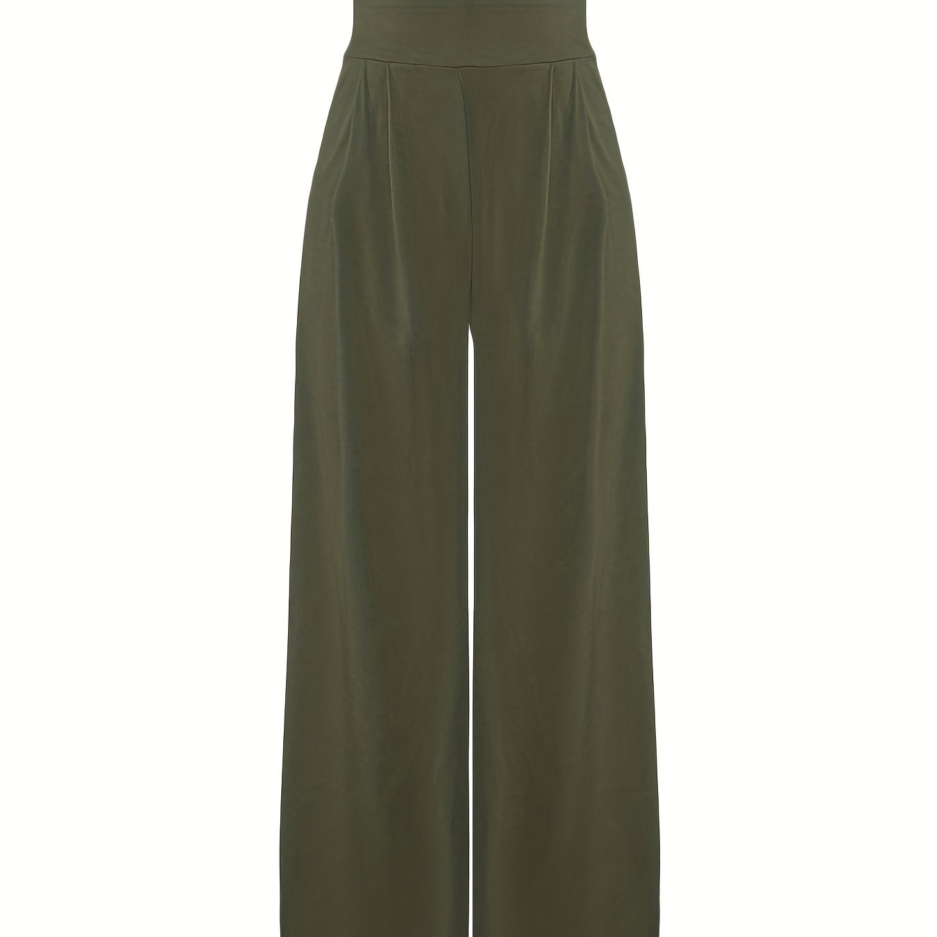 Solid Wide Leg Flare Pants High Waist Casual Pocket