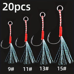 20pcs Fishing Assist Jigs Hooks Kit Slow & Fast Jigging Lure Hooks 9-15