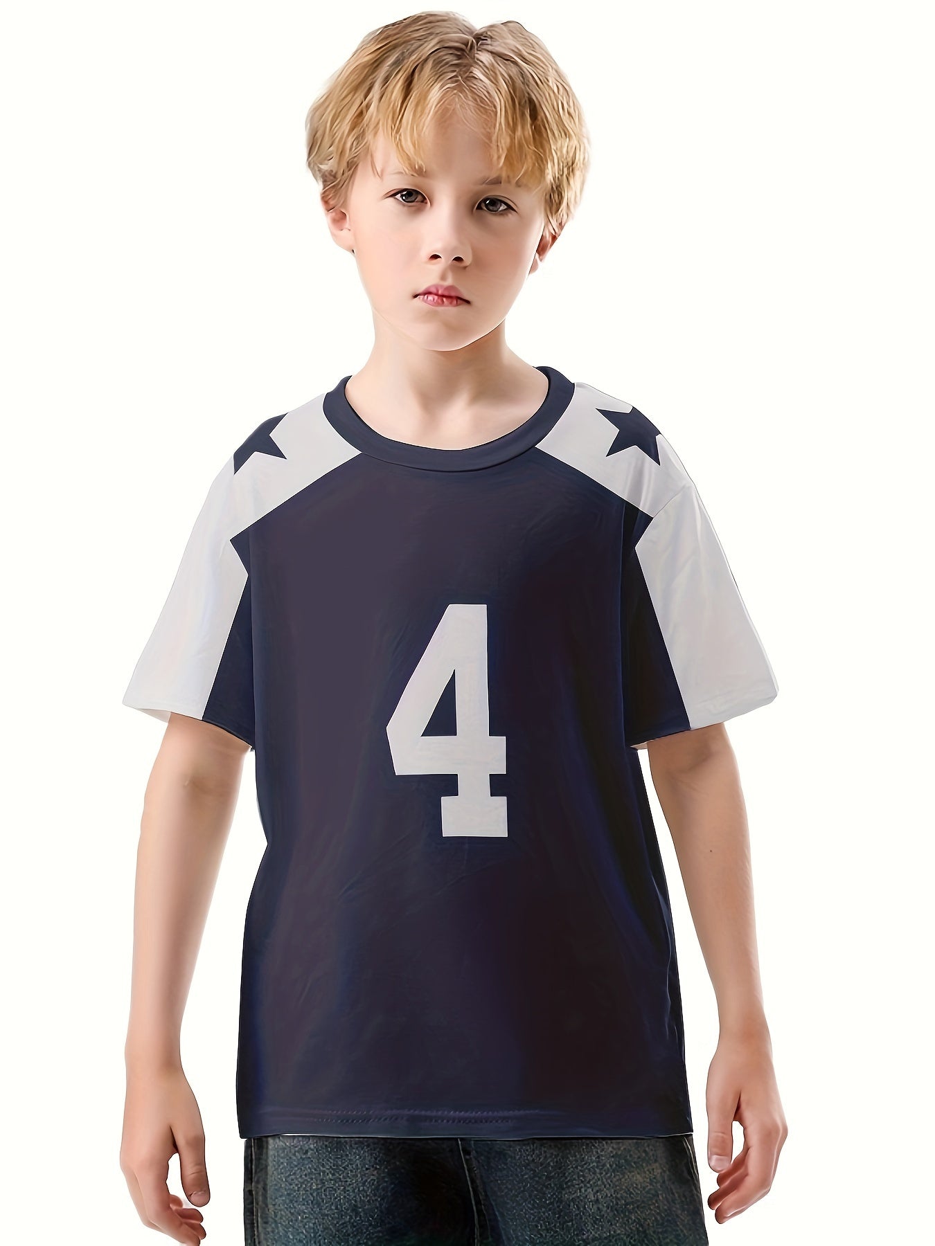 Boy's Short Sleeve T Shirt Round Neck Creative Pattern Top