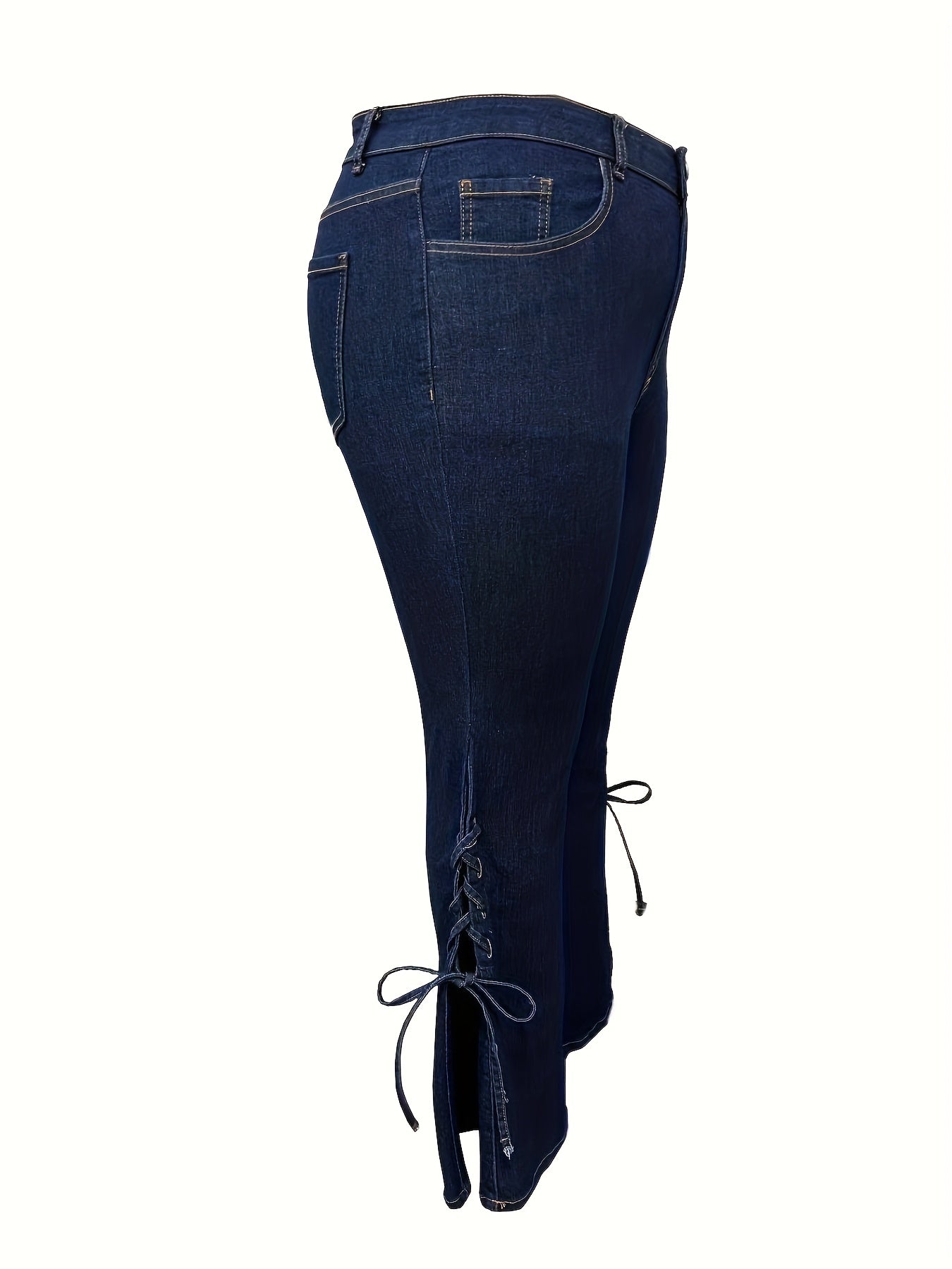 Button Fly Flared Leg Lace Up Side Split Jeans
