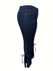 Button Fly Flared Leg Lace Up Side Split Jeans