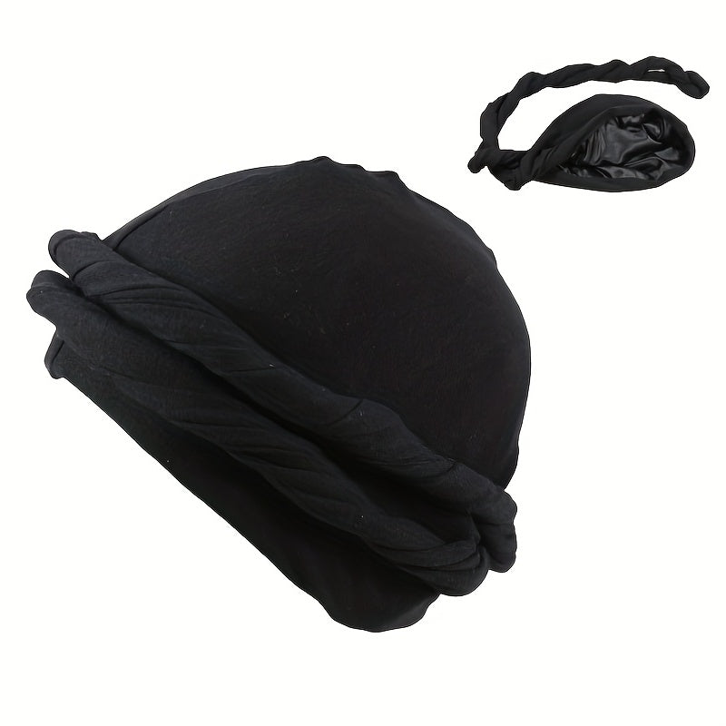 Hip Hop Braid Turban Cap Unisex Beanie Skull Cap Lightweight Head Wrap Bandana