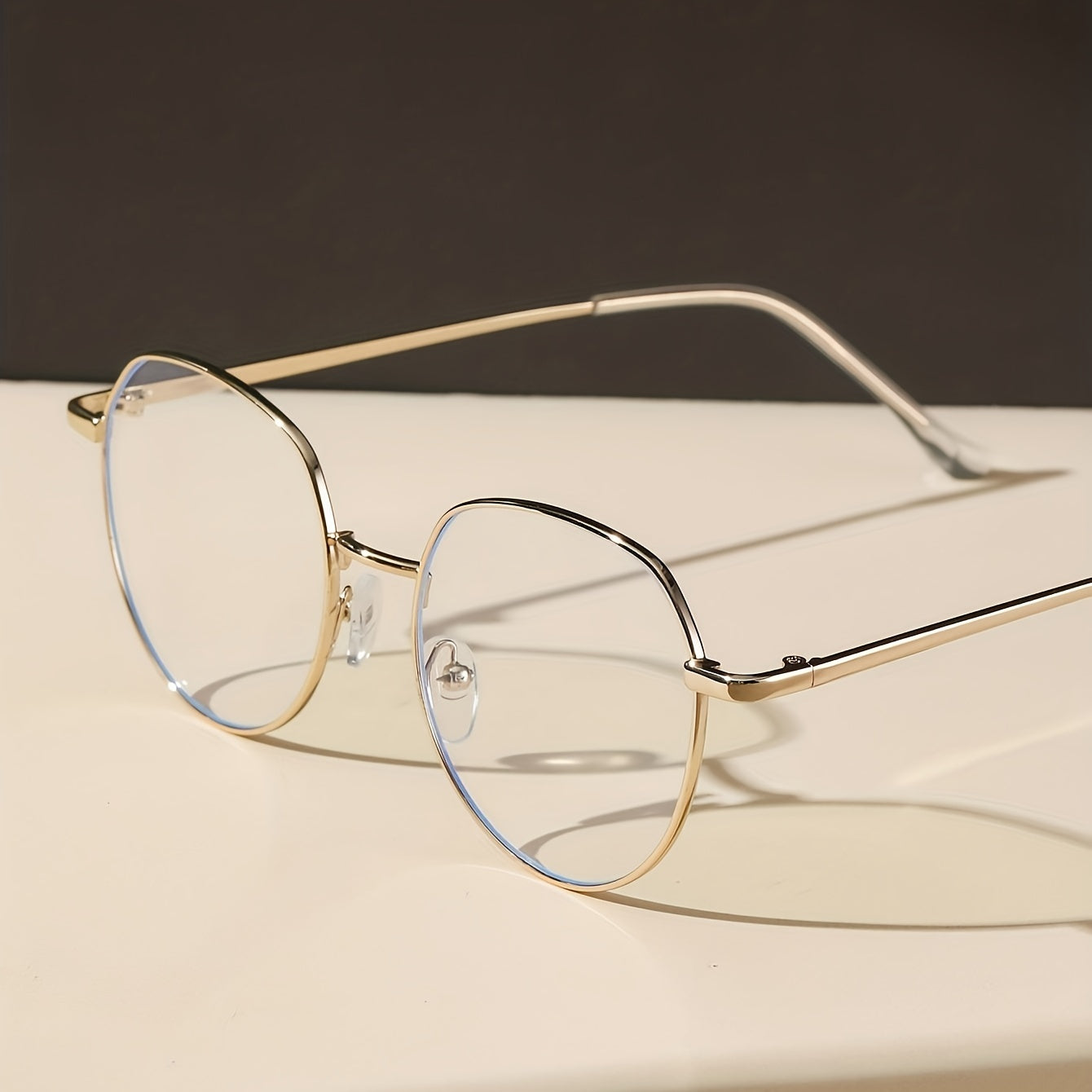 Men's Polygonal Metal Frame Anti Light Glasses