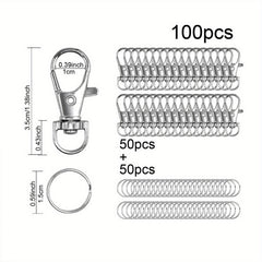 100 Metal Swivel Snap Hooks Key Chain Rings Jewelry Crafts Silver