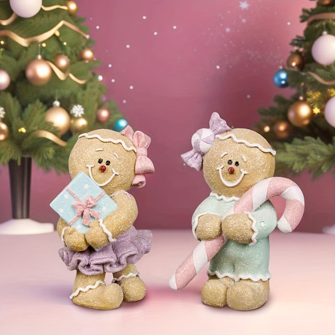 Resin Gingerbread Boy Girl Christmas Decor