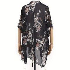 Flower Print Tassel Shawl Thin Gauze Scarf Outdoor Beach Towel Cover