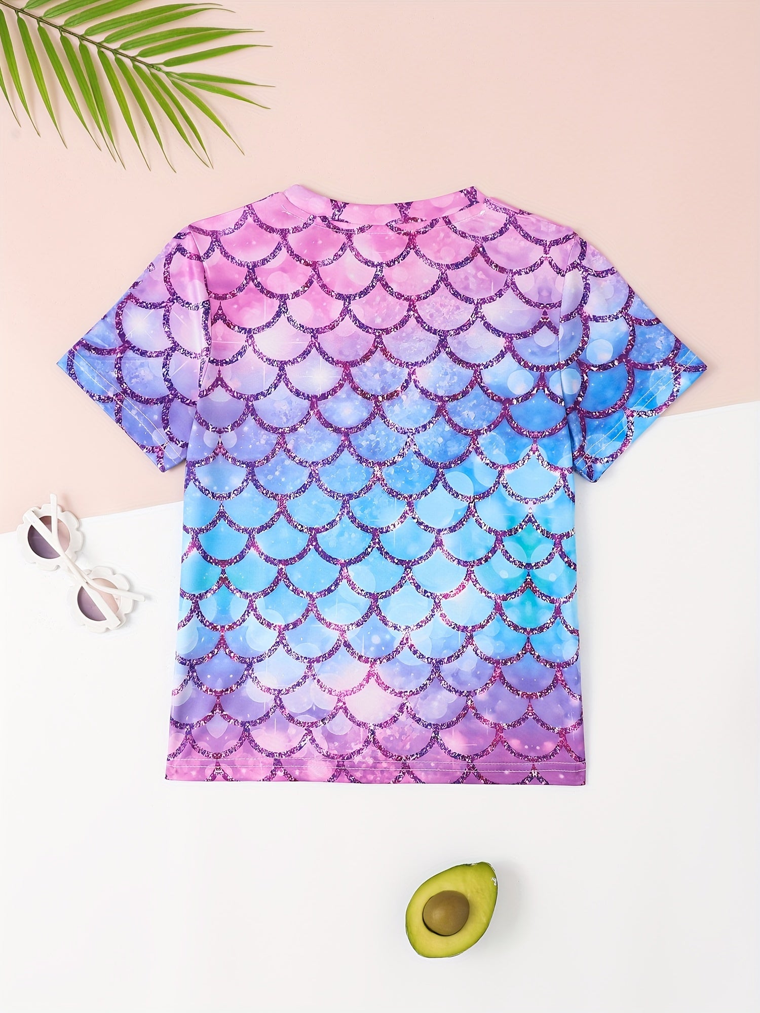 Tie Dye Unicorn Print Short Sleeve T shirt Girls Comfy Tees Pullover
