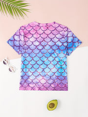 Tie Dye Unicorn Print Short Sleeve T shirt Girls Comfy Tees Pullover