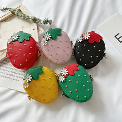 Girls Strawberry Shaped Zipper Shoulder Bag Messenger Bag Coin Purse Wallet
