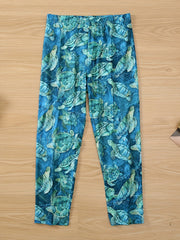 Turtles Print Cropped Leggings Slim Casual Leggings Women's Clothing