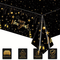 Happy Year Tablecloth Waterproof Party Table Decor