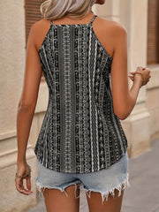 Ethnic Print V neck Cami Top Spaghetti Strap Casual Summer Women's Clothing
