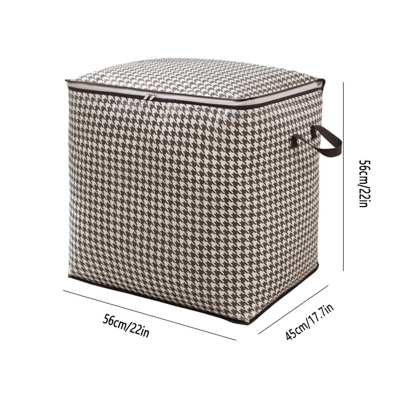 Houndstooth Pattern Storage Box Large Capacity Zipper Dustproof Organizer