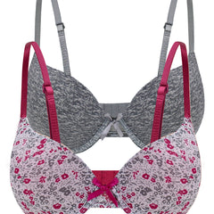 2pcs Floral & Solid Push Up Bras Soft & Breathable Bow Tie Bra Women's Lingerie