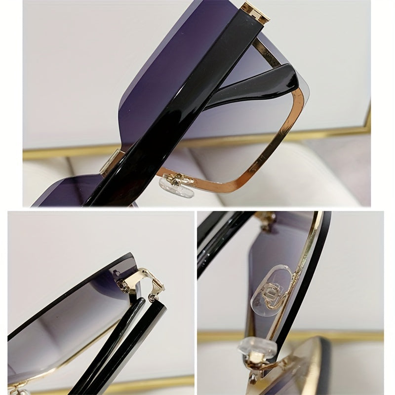 Square Rimless Sunglasses UV400 Sun Shades for Vacation