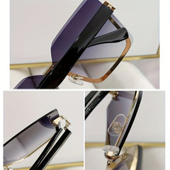 Square Rimless Sunglasses UV400 Sun Shades for Vacation