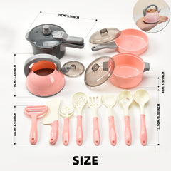 12pcs Pretend Kitchen Cooking Set for Girls | Realistic Toys with Kettle, Pan