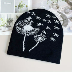 Dandelion Jacquard Beanie Soft Knit Hat Hip Hop Warm Skull Cap