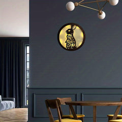 Children's Room Decoration Wall Clock LED Light Retro Wooden Sign
